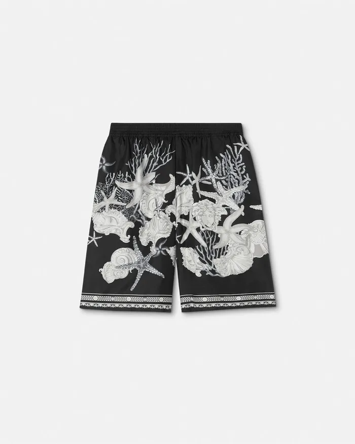 Versace Barocco Sea Silk Shorts Blackprint Men Pants and Shorts