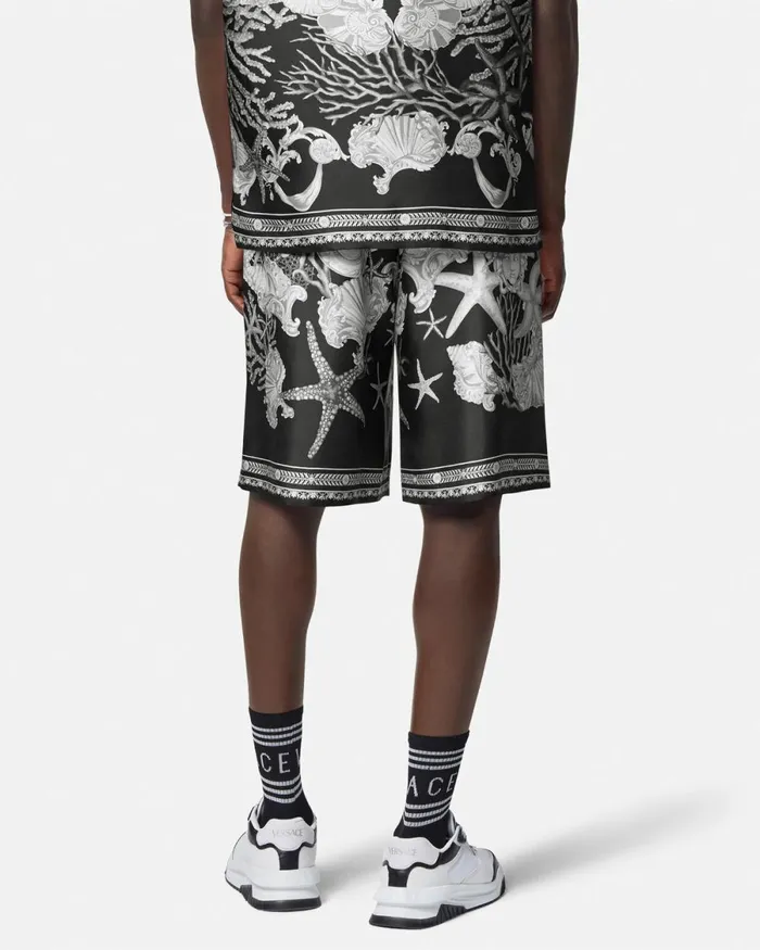 Versace Barocco Sea Silk Shorts Blackprint Men Pants and Shorts