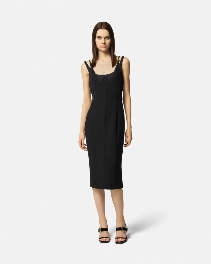 Versace Baroque Buckle Midi Dress Blackprint Women Jeans Couture