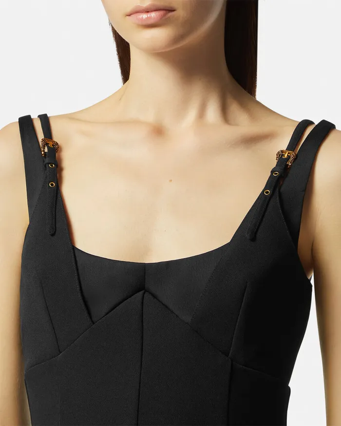 Versace Baroque Buckle Midi Dress Blackprint Women Jeans Couture