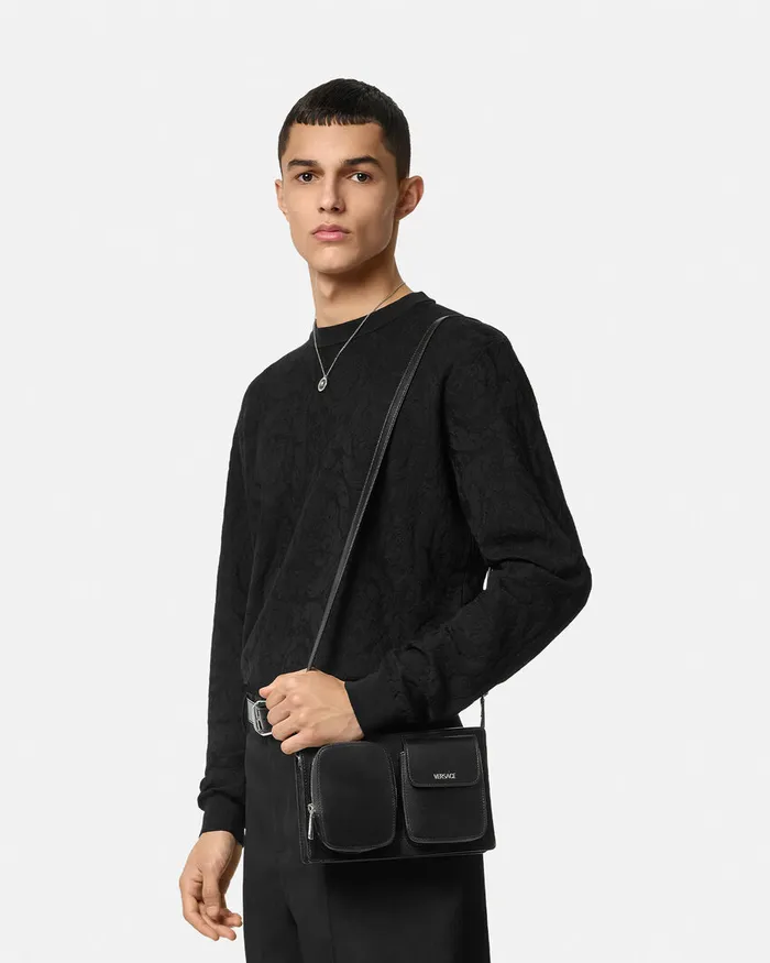 Versace Cargo Pouch Blacksilver Men Crossbody and Messengers