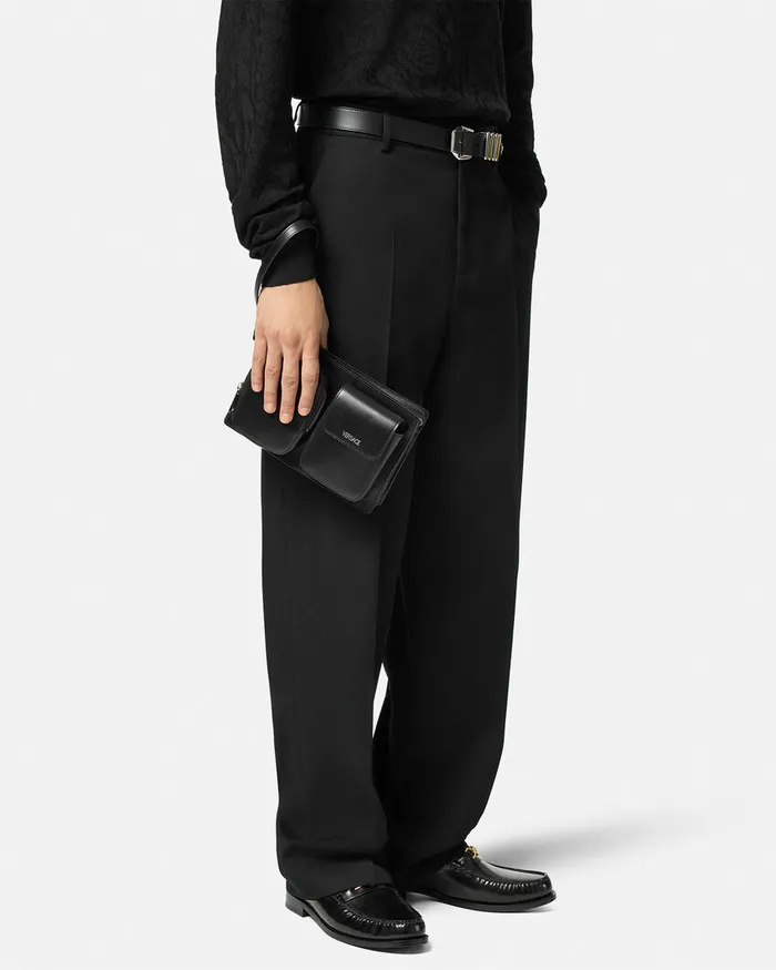 Versace Cargo Pouch Blacksilver Men Crossbody and Messengers