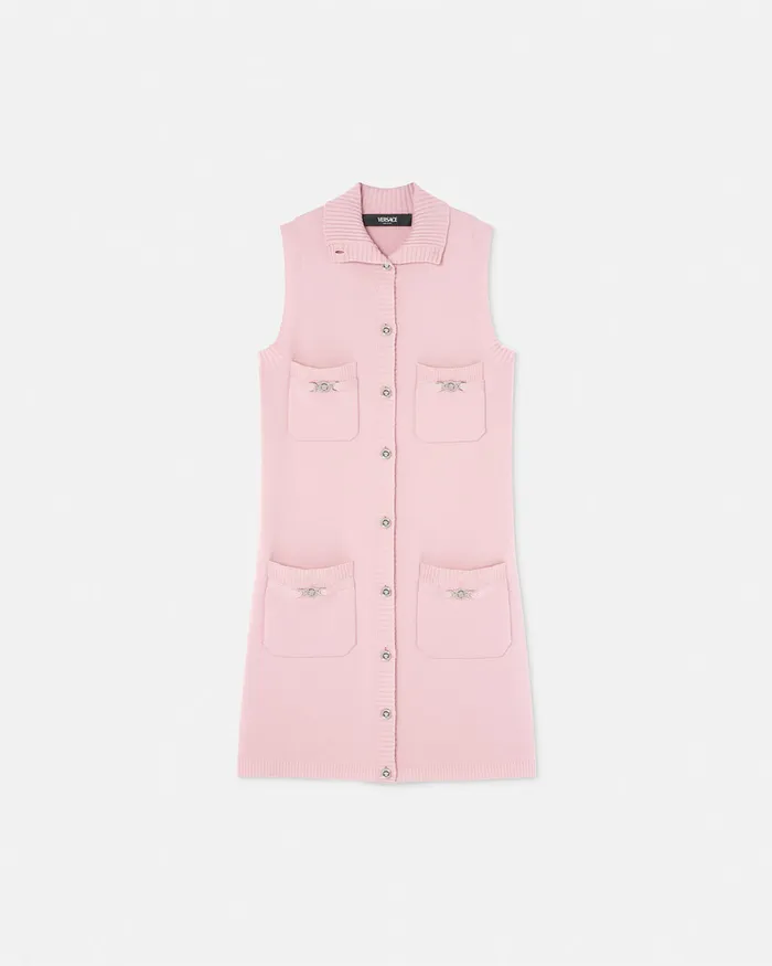 Versace CashmereBlend Shift Knit Mini Dress Light Pink Women Dresses
