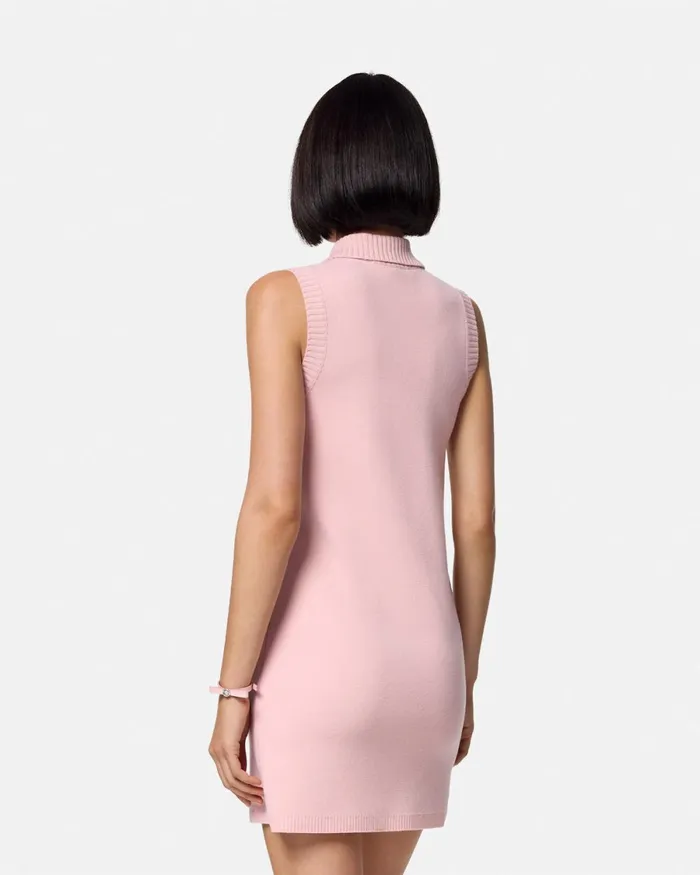 Versace CashmereBlend Shift Knit Mini Dress Light Pink Women Dresses