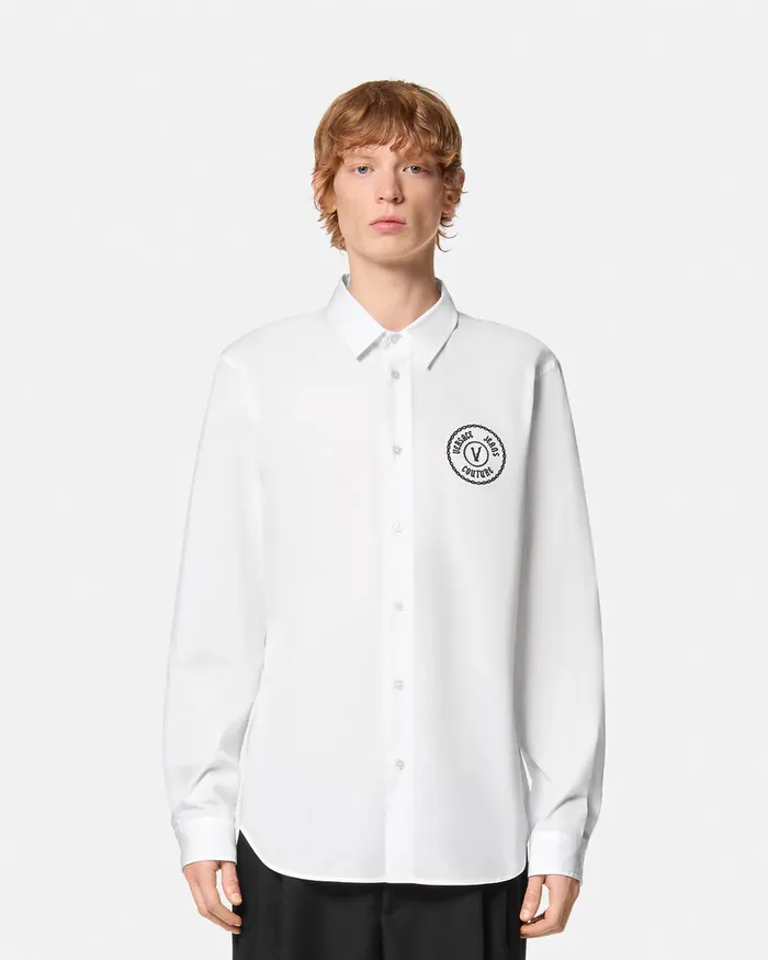 Versace Chain VEmblem SlimFit Shirt Whiteprint Men Jeans Couture