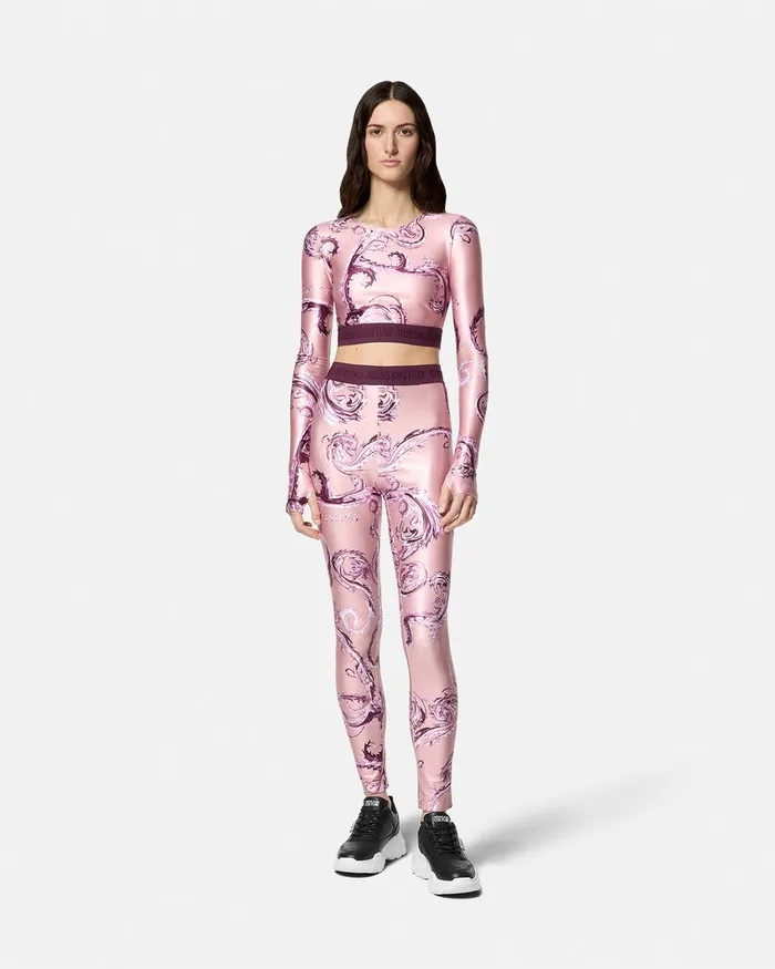 Versace Chromo Couture Crop Top Pinkprint Women Jeans Couture