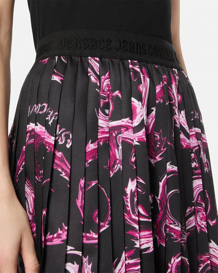 Versace Chromo Couture Pleated Mini Skirt Blackpink Women Jeans Couture