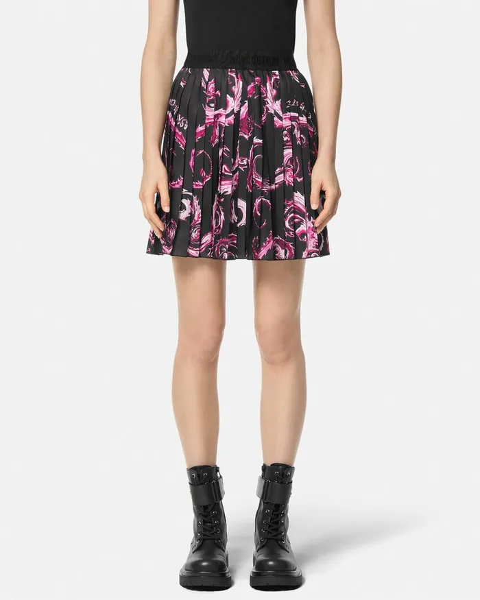 Versace Chromo Couture Pleated Mini Skirt Blackpink Women Jeans Couture