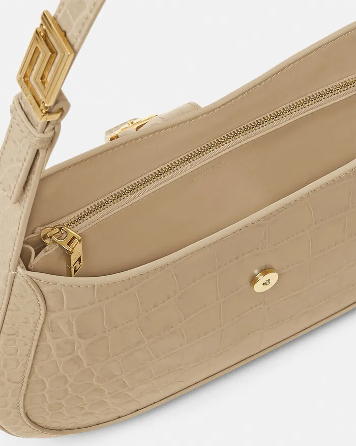Versace CrocEffect Greca Goddess Hobo Bag Beige Women Greca Goddess