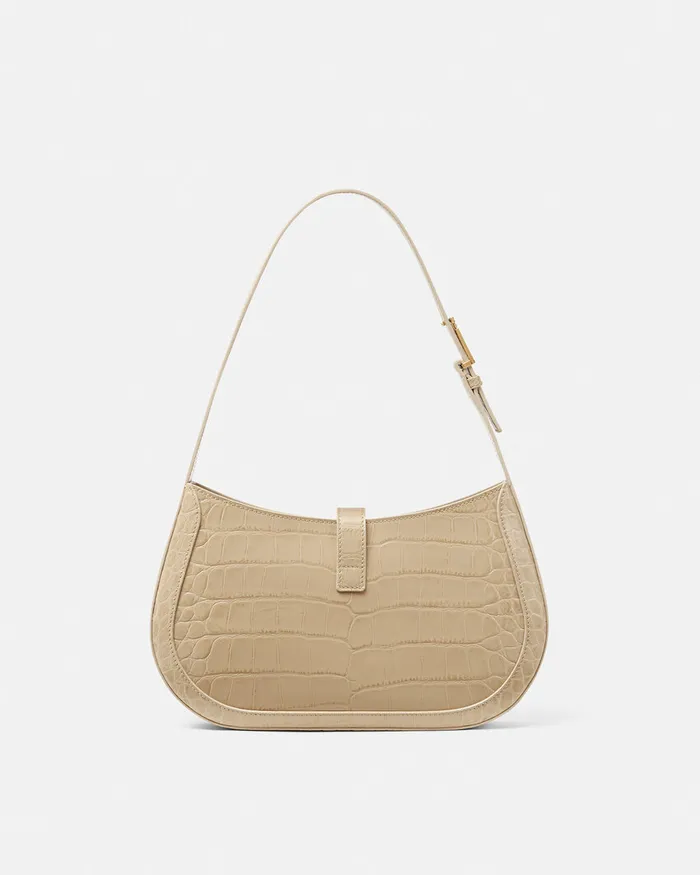 Versace CrocEffect Greca Goddess Hobo Bag Beige Women Greca Goddess