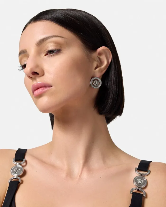 Versace Crystal Medusa 03995 Earrings Silver Women Earrings
