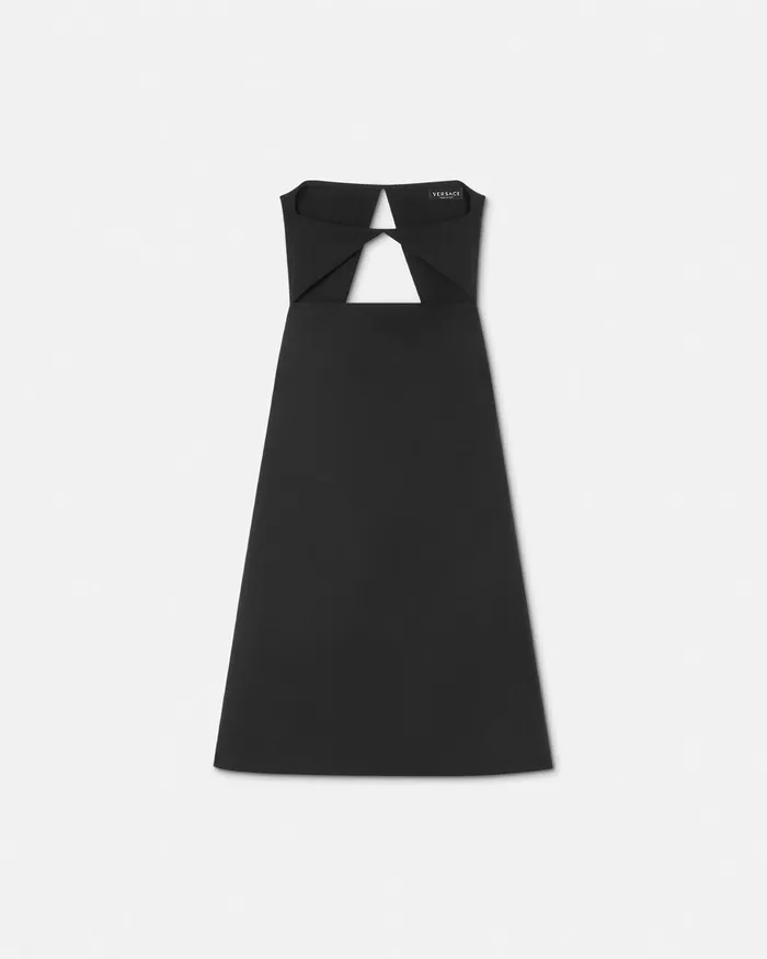 Versace Cutout WoolBlend Shift Mini Dress Black Women Dresses
