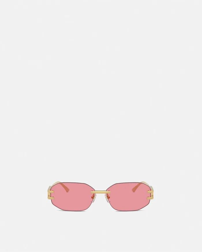 Versace Damier Plaque Sunglasses Goldpink Women Sunglasses