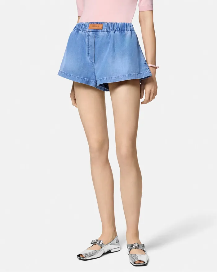 Versace Denim Boxer Shorts Blue Women Denim