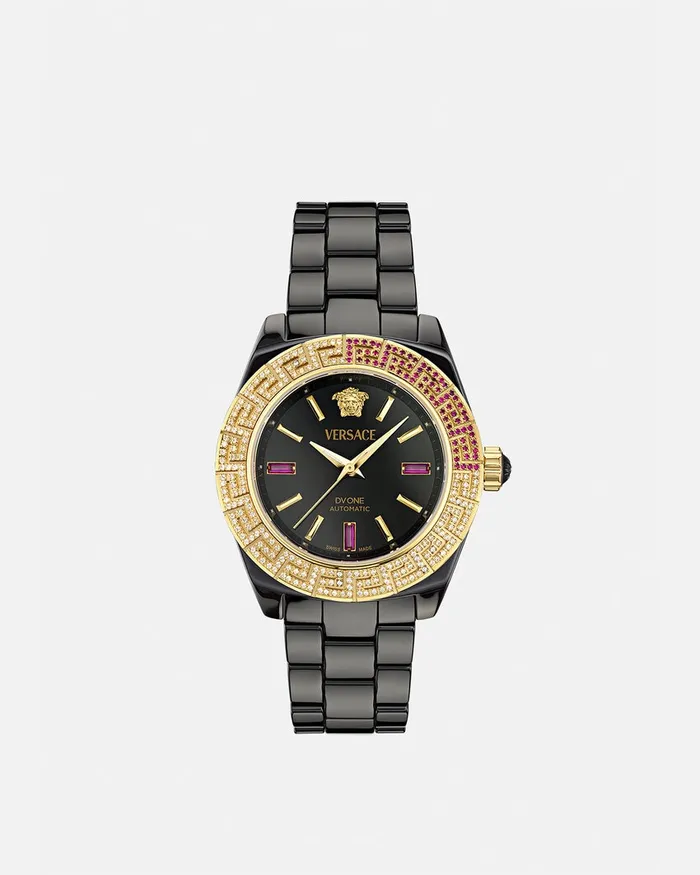 Versace Dv One Automatic Diamond Watch Black Women Watches
