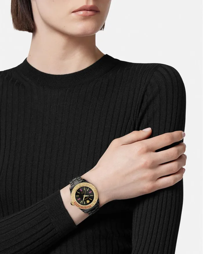 Versace Dv One Automatic Diamond Watch Black Women Watches
