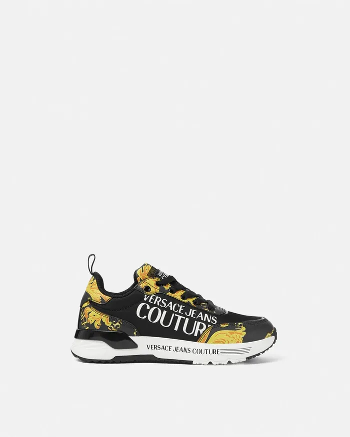 Versace Dynamic Chain Couture Sneakers Blackgold Women Jeans Couture