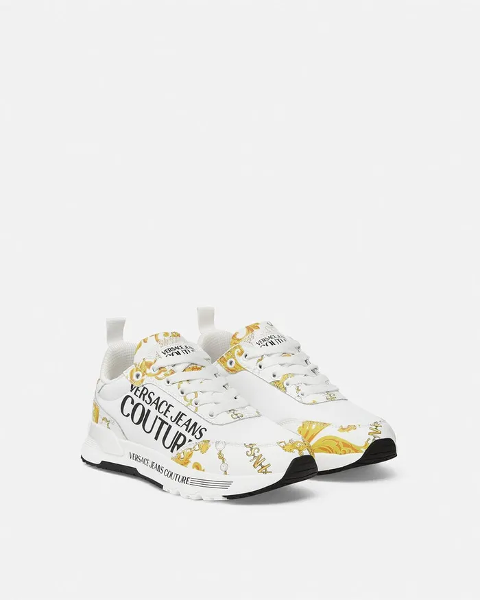 Versace Dynamic Chain Couture Sneakers Whiteprint Women Jeans Couture