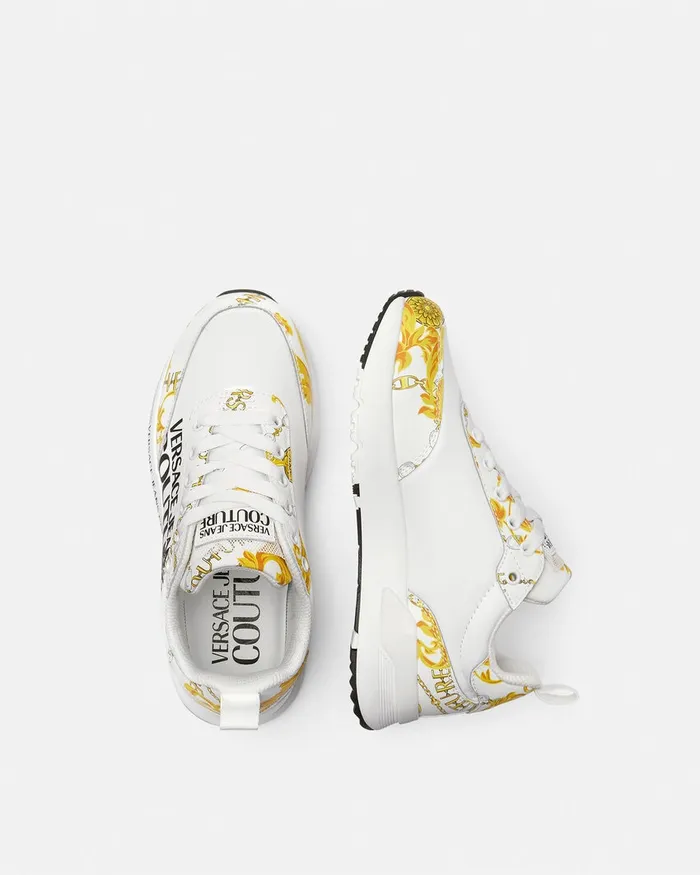 Versace Dynamic Chain Couture Sneakers Whiteprint Women Jeans Couture