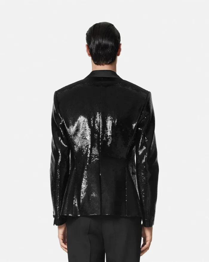 Versace Embellished SingleBreasted Blazer Black Men Blazers and Suits