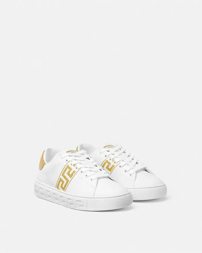 Versace Embroidered Greca Sneakers Whiteprint Women Sneakers