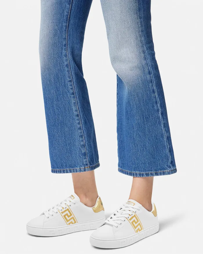 Versace Embroidered Greca Sneakers Whiteprint Women Sneakers