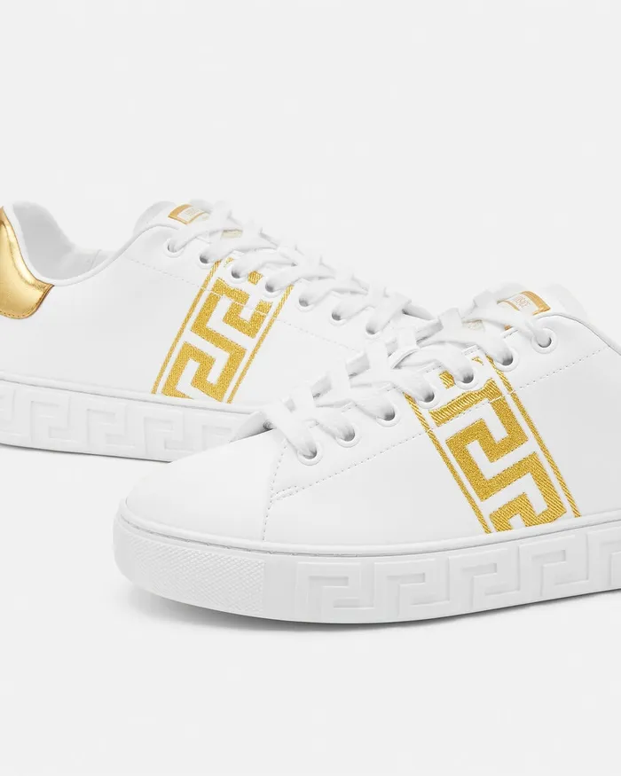 Versace Embroidered Greca Sneakers Whiteprint Women Sneakers