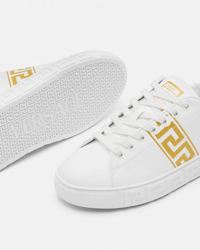 Versace Embroidered Greca Sneakers Whiteprint Women Sneakers