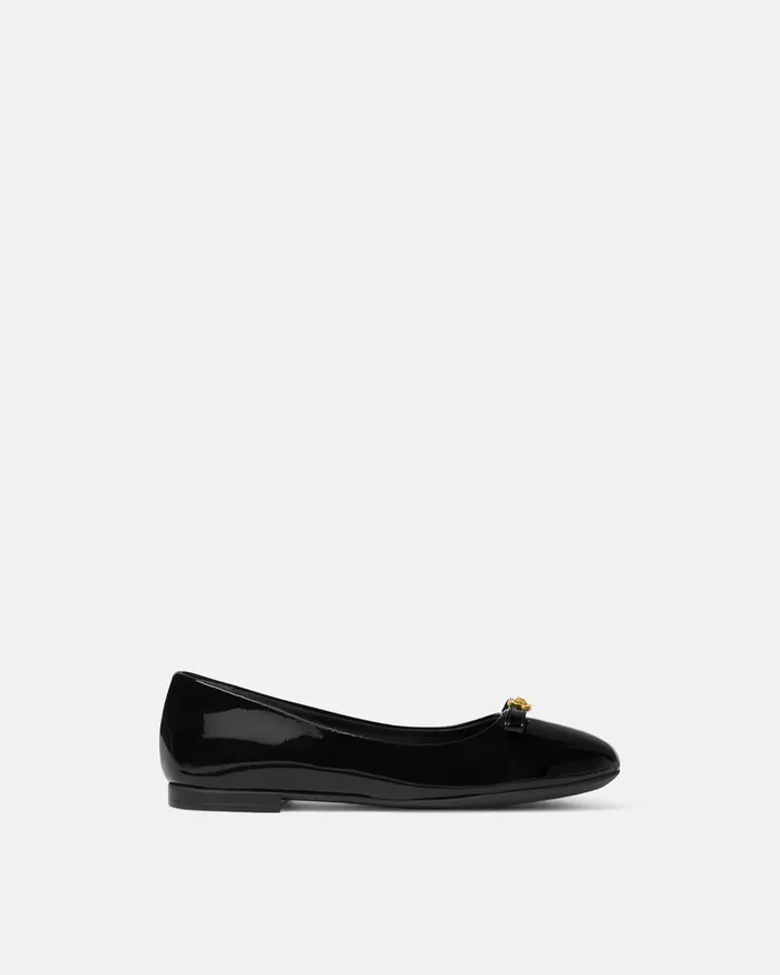 Versace Gianni Ribbon Ballerinas Blackgold Kids Shoes