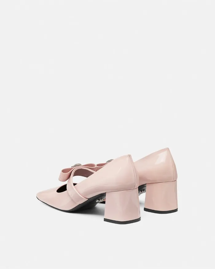 Versace Gianni Ribbon Block Pumps 55 Mm Light Pink Women Pumps and Slingbacks
