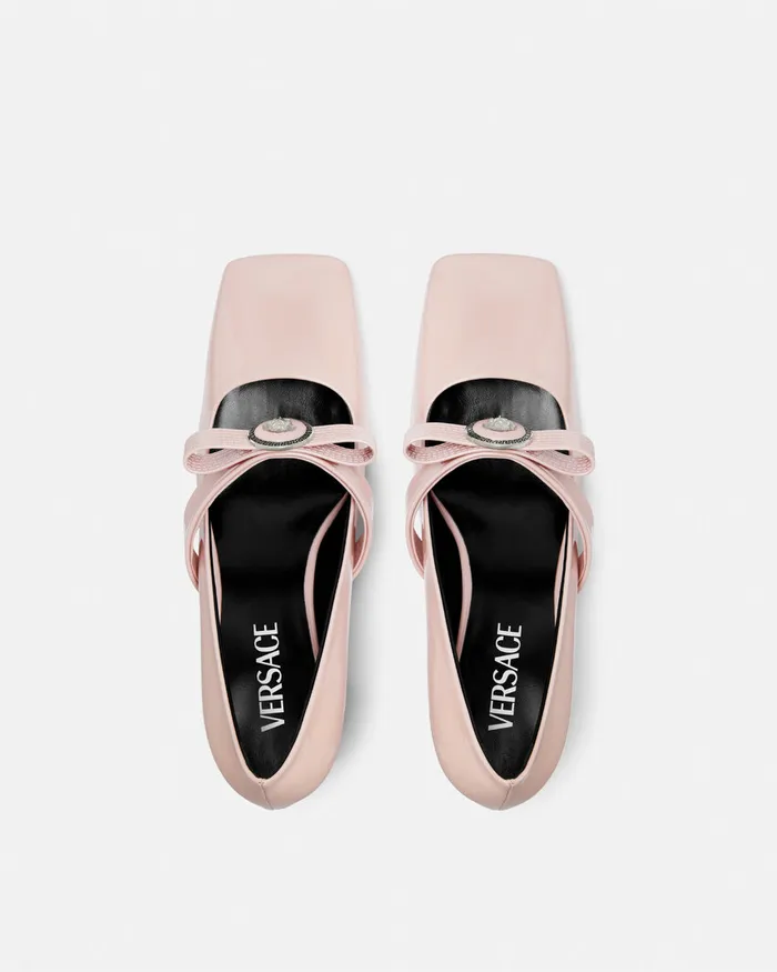 Versace Gianni Ribbon Block Pumps 55 Mm Light Pink Women Pumps and Slingbacks