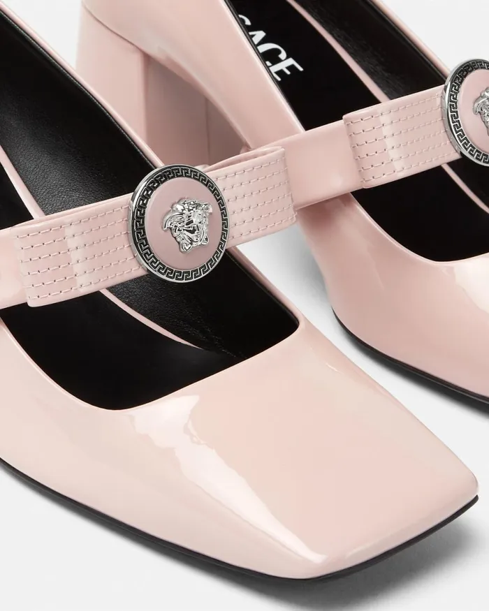 Versace Gianni Ribbon Block Pumps 55 Mm Light Pink Women Pumps and Slingbacks