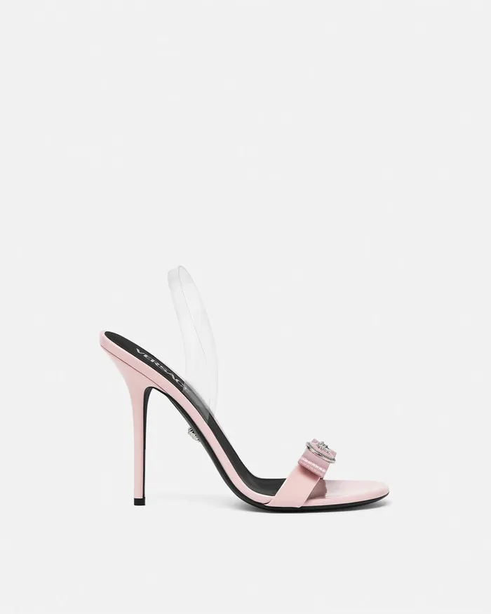 Versace Gianni Ribbon Slingback Sandals 110 Mm Light Pink Women Sandals