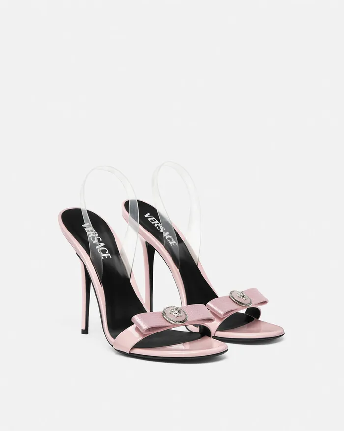 Versace Gianni Ribbon Slingback Sandals 110 Mm Light Pink Women Sandals