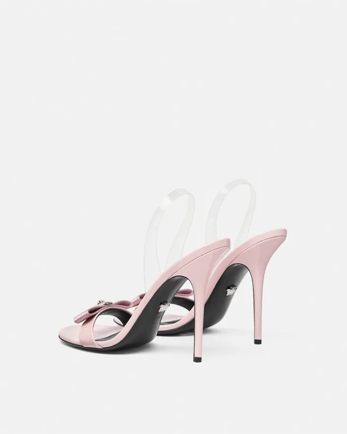 Versace Gianni Ribbon Slingback Sandals 110 Mm Light Pink Women Sandals