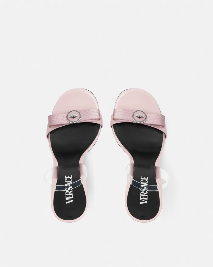 Versace Gianni Ribbon Slingback Sandals 110 Mm Light Pink Women Sandals