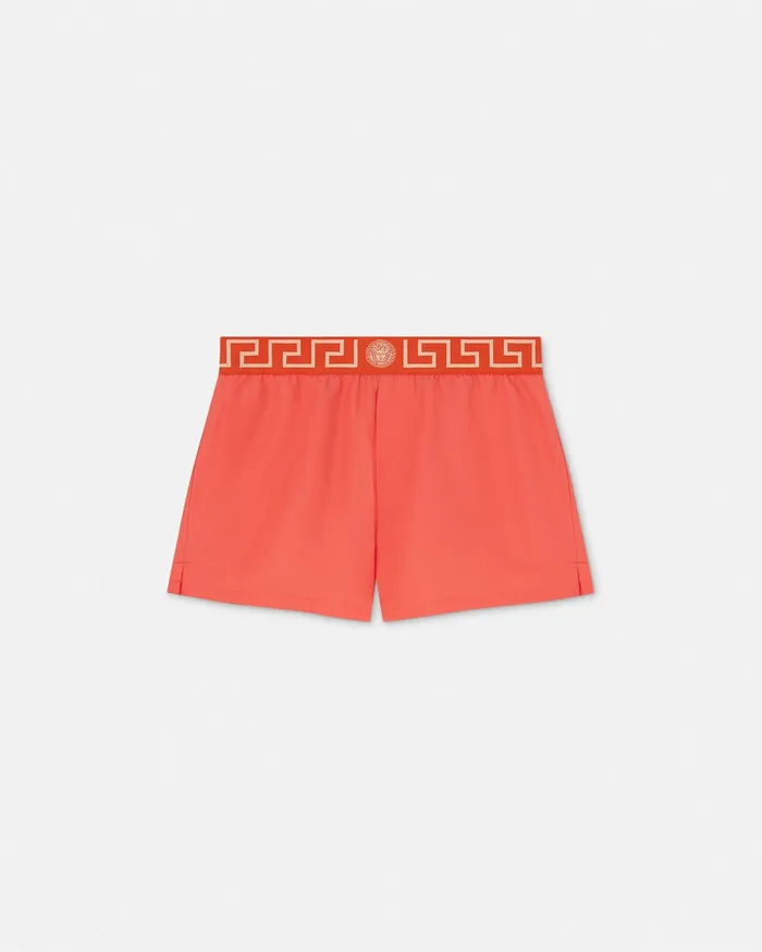 Versace Greca Border Swim Shorts Red Men Swimwear