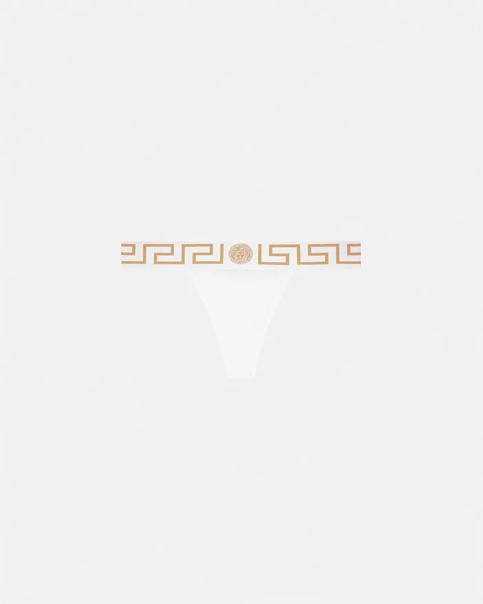 Versace Greca Border Thong White Women Bras and Briefs