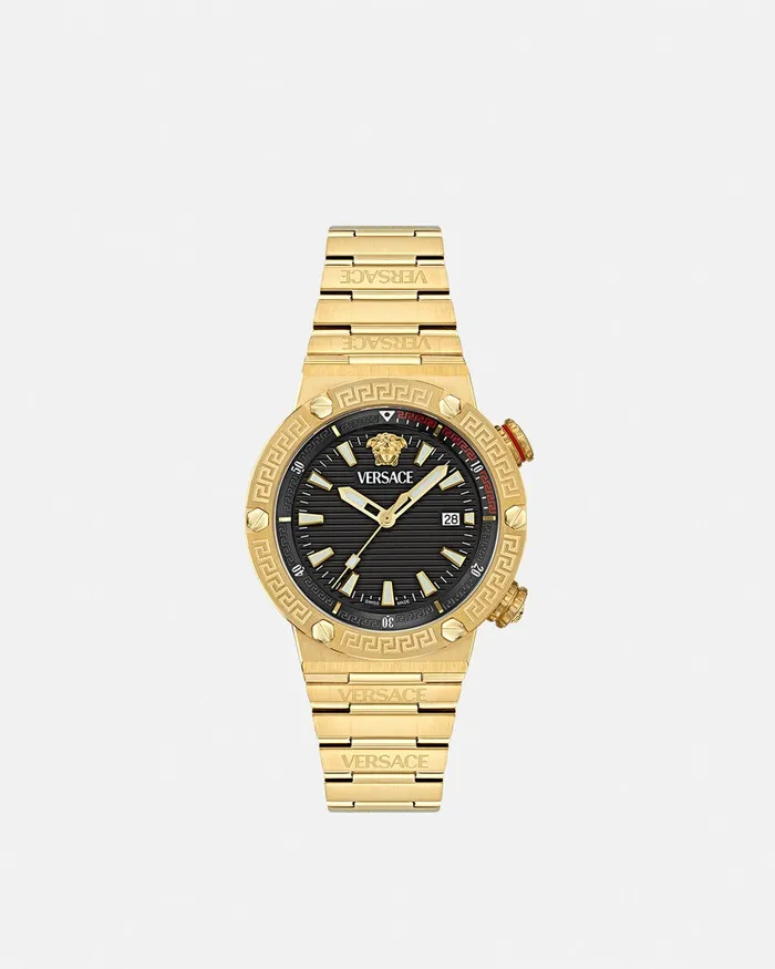 Versace Greca Logo Diver Watch Blackgold Men Watches