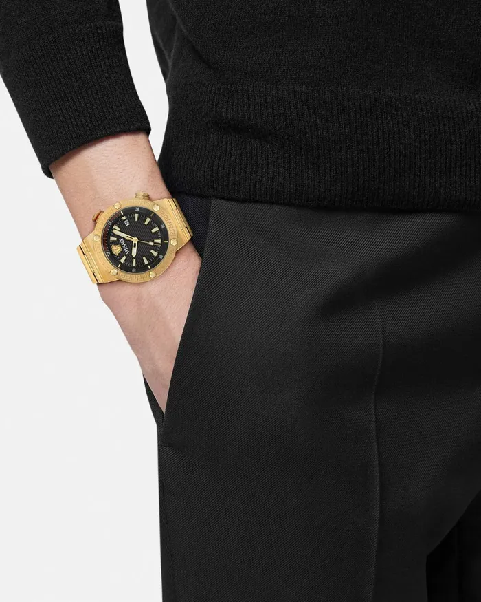 Versace Greca Logo Diver Watch Blackgold Men Watches