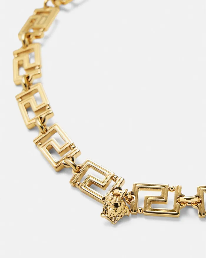 Versace Greca Necklace Light Gold WomenMen Necklaces