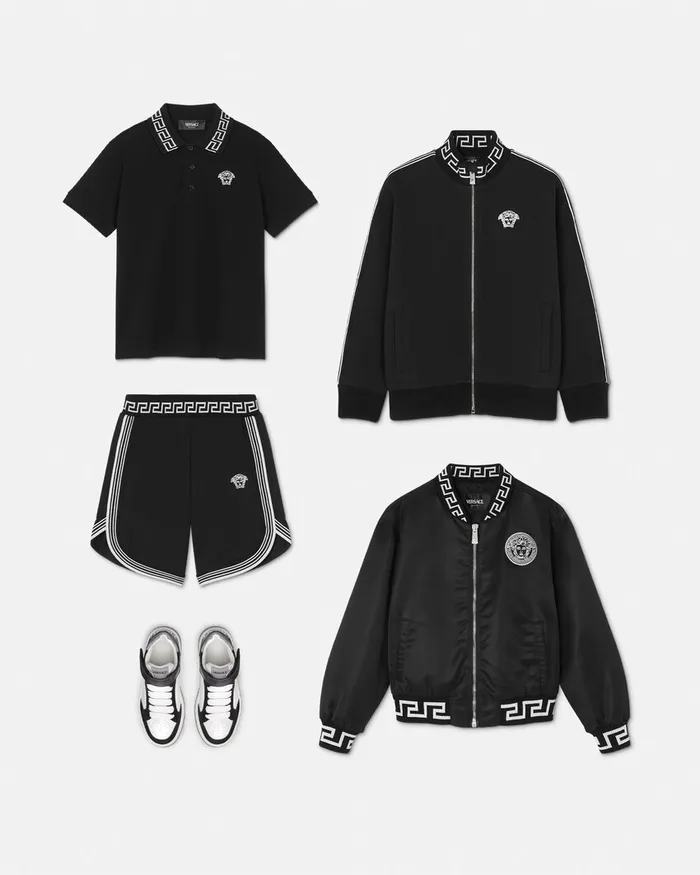 Versace Greca Sweat Shorts Black Kids Pants