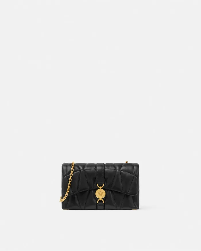 Versace Kleio Quilted Mini Bag Blackgold Women Shoulder and Crossbody