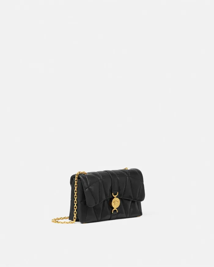Versace Kleio Quilted Mini Bag Blackgold Women Shoulder and Crossbody