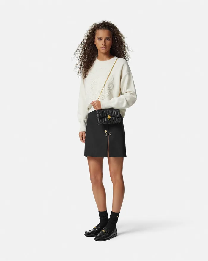 Versace Kleio Quilted Mini Bag Blackgold Women Shoulder and Crossbody