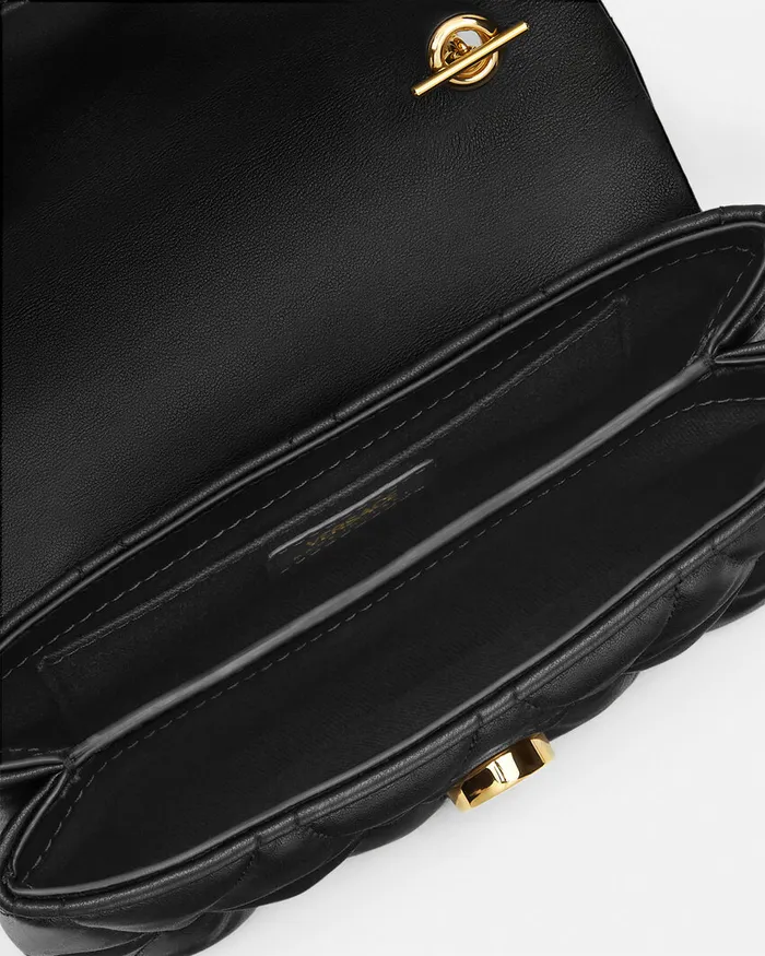 Versace Kleio Quilted Mini Bag Blackgold Women Shoulder and Crossbody