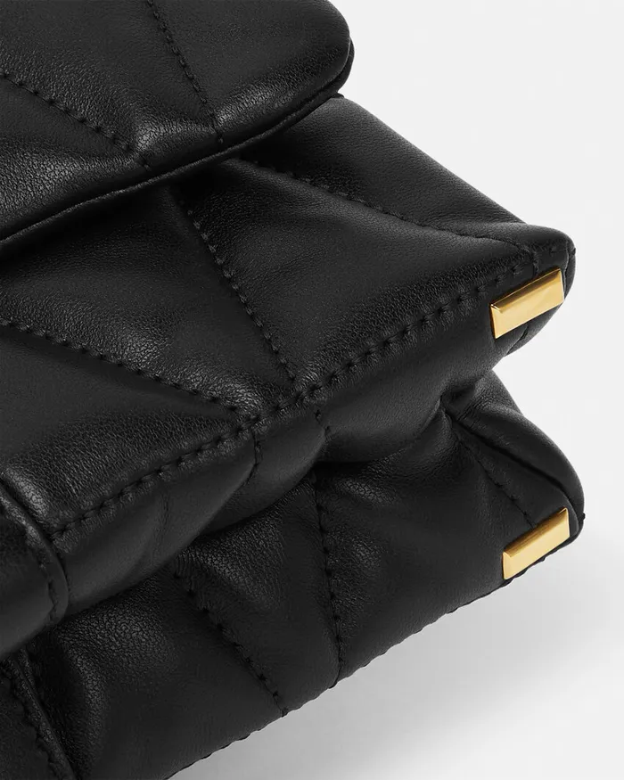 Versace Kleio Quilted Mini Bag Blackgold Women Shoulder and Crossbody