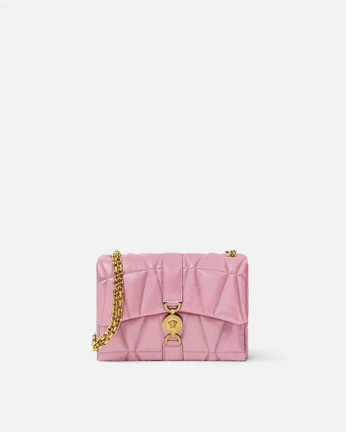 Versace Kleio Quilted Shoulder Bag Pink Women Shoulder and Crossbody