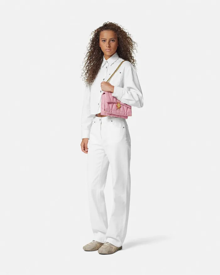 Versace Kleio Quilted Shoulder Bag Pink Women Shoulder and Crossbody
