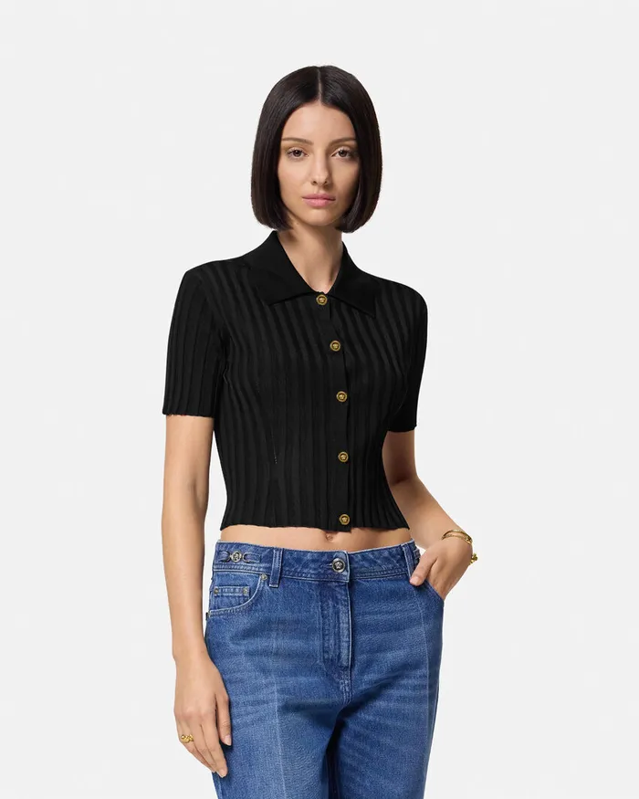 Versace Knit Shirt Black Women Knitwear